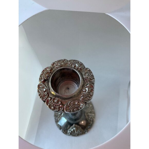 Vintage Godinger Ornate Silver-Plated Candle Holder Intricate Floral Details - Picture 6 of 12